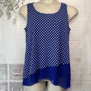 INC International Concepts Womens Blue Mesh White Polka Dot Tank Top Sz. XL USED